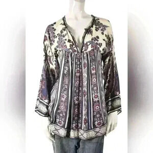 ISABEL MARANT ETOILE Purple White Floral Paisley Boho Festival Viscose Top 2US
